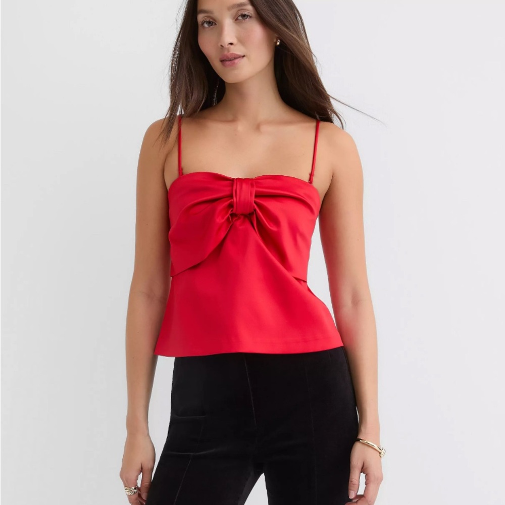 NWT LOFT Bow Strappy Bustier Top with Removable Straps in Red Size 8